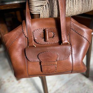 Prada Western-Style Brown Leather Shoulder Bag - image 1